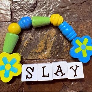 Vibrant Blue and Yellow Kids Bead Bracelet